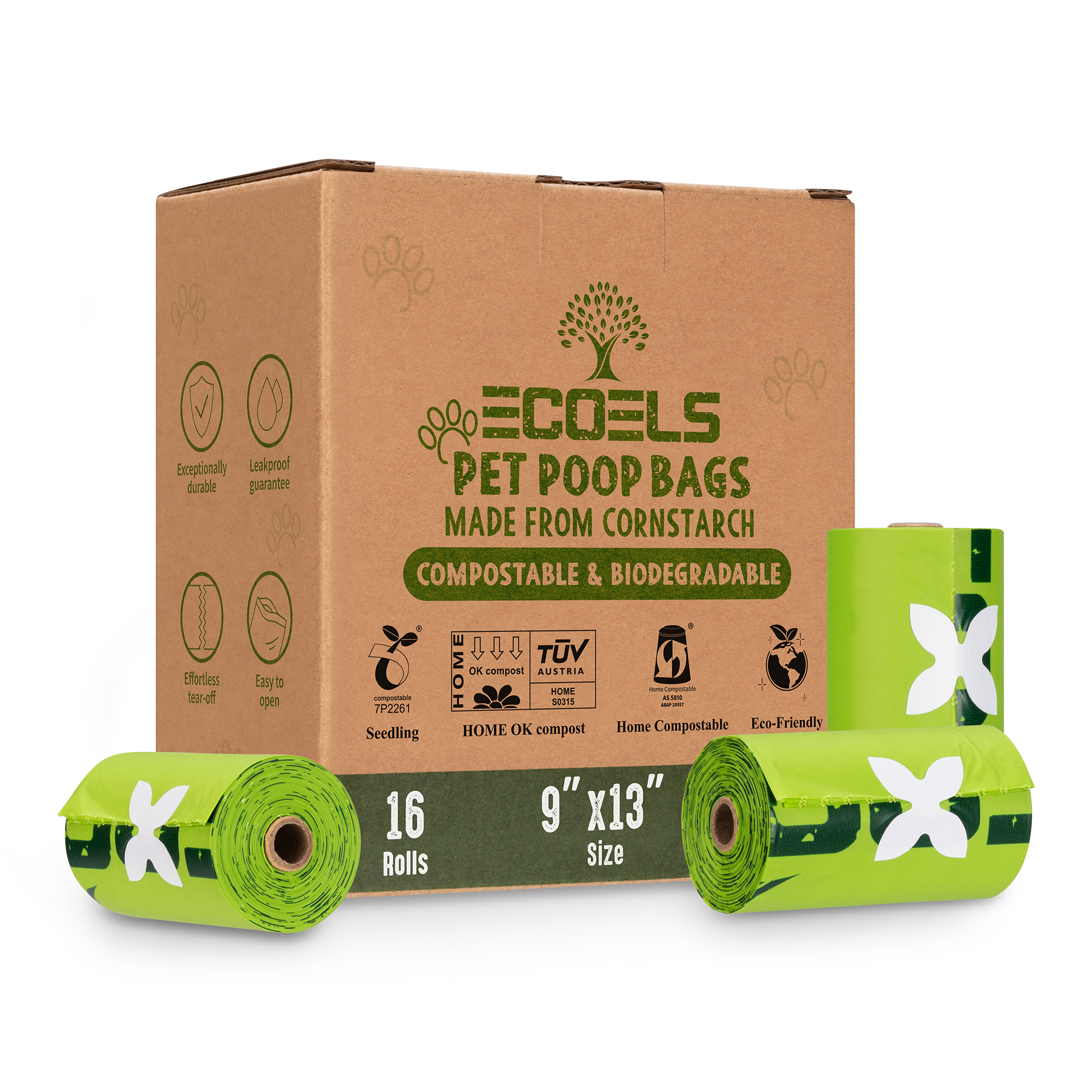 16 Rolls Compostable Dog Poo Bags - 240 Bags